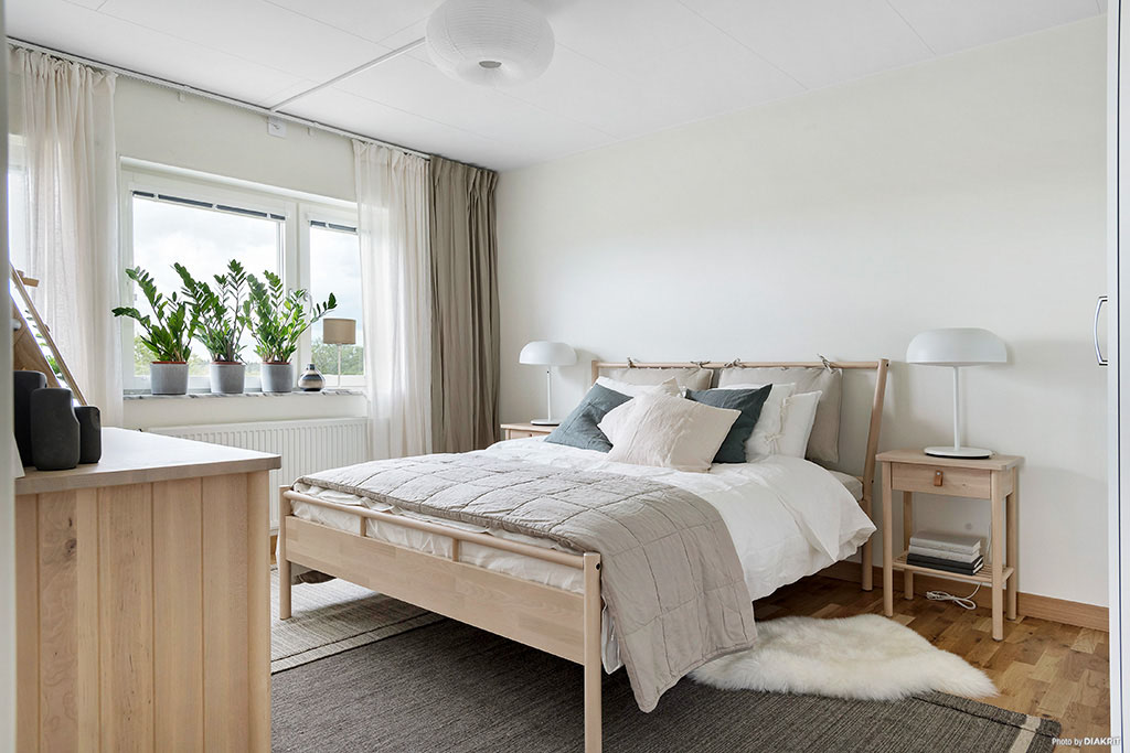 Ett sovrum tillhörande modern lägenhet i Landskrona - Uthyres.