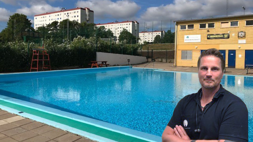 Utomhuspool öppen under sommaren för hyresgäster i Brandbergen